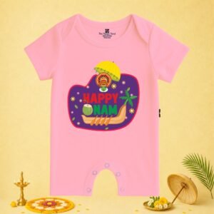 The Peppy Tend 100% Cotton Knit Half Sleeves Happy Onam 2 Printed Half Romper
