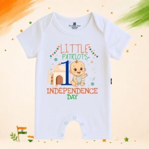 The Peppy Tend 100% Cotton Knit Half Sleeves Little Patriot's 1st Independence Day Printed Half Romper