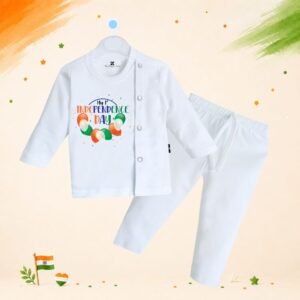 The Peppy Tend 100% Cotton Knit Full Sleeves My 1st Independence Day Balloons Printed Kurta Pyjama Set