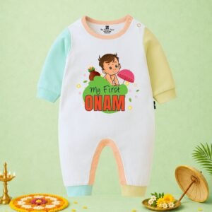 The Peppy Tend 100% Cotton Knit Full Sleeves My First Onam Printed Full Romper