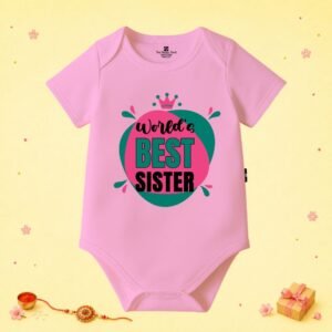 The Peppy Tend 100% Cotton Knit Half Sleeves World's Best Sister Printed Half Onesie