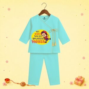 The Peppy Tend 100% Cotton Woven Full Sleeves My Sister Has The Smartest Brother Printed Kurta Pyjama Set