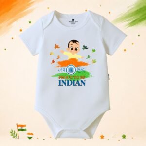 The Peppy Tend 100% Cotton Knit Half Sleeves Jai Hind Proud To Be An Indian Printed Half Onesie