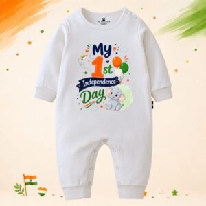 The Peppy Tend 100% Cotton Knit Full Sleeves My 1st Independence Day Elephant Printed Full Romper