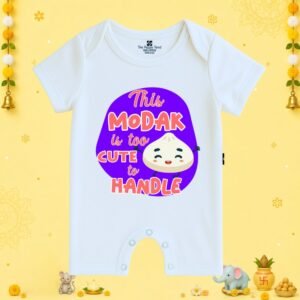 The Peppy Tend 100% Cotton Knit Half Sleeves This Modak is too Cute to Handle Printed Half Romper
