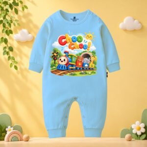 The Peppy Tend 100% Cotton Knit Full Sleeves Transport Theme Choo Choo Printed Full Romper