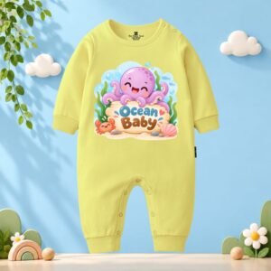 The Peppy Tend 100% Cotton Knit Full Sleeves Ocean Theme Ocean Baby Printed Full Romper