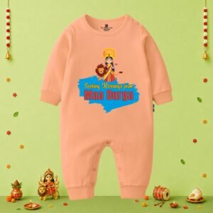 The Peppy Tend 100% Cotton Knit Full Sleeves Seeking Blessings From Maa Durga Printed Full Romper