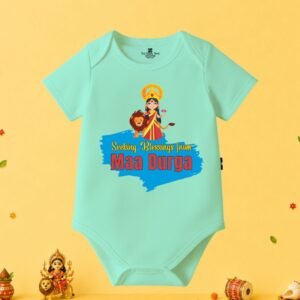 The Peppy Tend 100% Cotton Knit Half Sleeves Seeking Blessings From Maa Durga Printed Half Onesie
