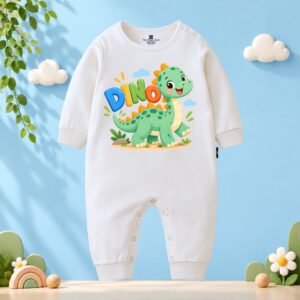 The Peppy Tend 100% Cotton Knit Full Sleeves Animal Theme Dino Printed Full Romper