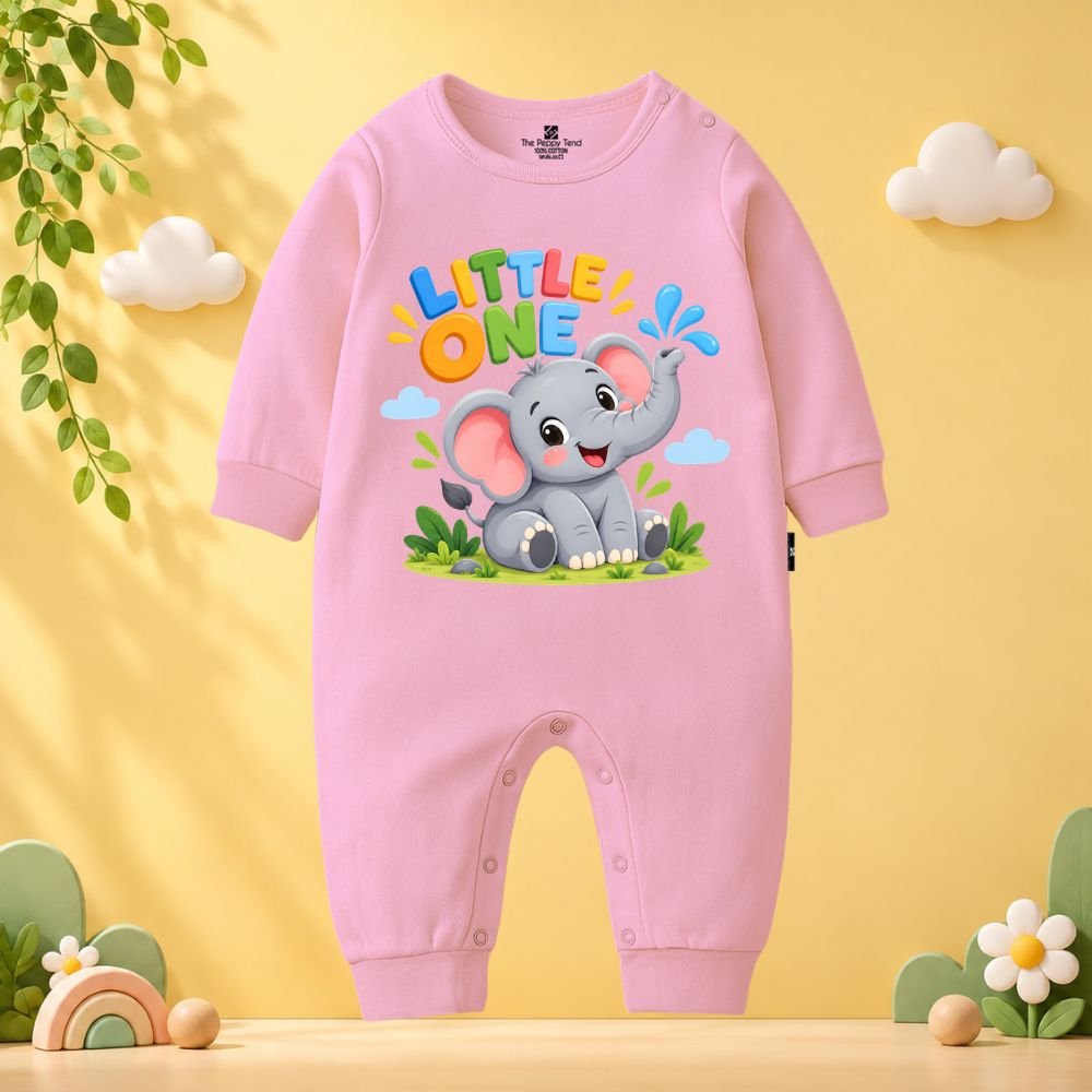 The Peppy Tend 100% Cotton Knit Full Sleeves Animal Theme Little One Printed Full Romper - Image 1