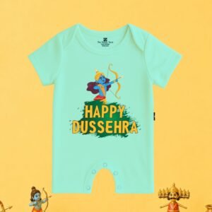The Peppy Tend 100% Cotton Knit Half Sleeves Happy Dussehra Printed Half Romper
