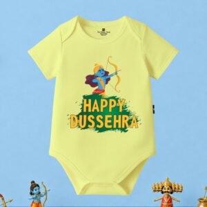 The Peppy Tend 100% Cotton Knit Half Sleeves Happy Dussehra Printed Half Onesie