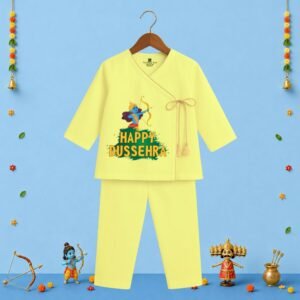 The Peppy Tend 100% Cotton Knit Full Sleeves Happy Dussehra Printed Kurta Pyjama Set
