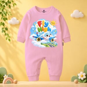 The Peppy Tend 100% Cotton Knit Full Sleeves Transport Theme Fly High Printed Full Romper