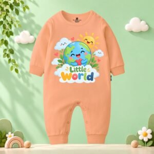 The Peppy Tend 100% Cotton Knit Full Sleeves Planet Theme Little World Printed Full Romper