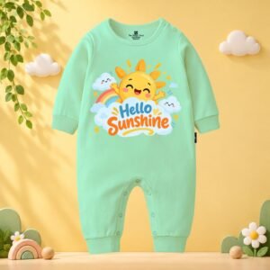 The Peppy Tend 100% Cotton Knit Full Sleeves Planet Theme Hello Sunshine Printed Full Romper