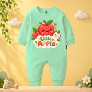 The Peppy Tend 100% Cotton Knit Full Sleeves Fruit Theme Little Apple Printed Full Romper