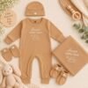 The Peppy Tend 100% Cotton Knit Full Sleeves Embriodery Full Romper With Swaddle & Cap Mittens & Booties Set - Thumbnail Image 3