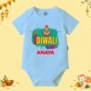 The Peppy Tend 100% Cotton Knit Half Sleeves My 1st Diwali Printed Half Onesie - Thumbnail Image 1