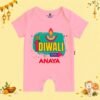 The Peppy Tend 100% Cotton Knit Half Sleeves My 1st Diwali Printed Half Romper - Thumbnail Image 1