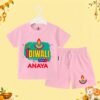 The Peppy Tend 100% Cotton Knit Half Sleeves My 1st Diwali Printed T-Shirt Shorts Set - Thumbnail Image 1