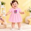 The Peppy Tend 100% Cotton Knit Half Sleeves My 1st Diwali Girl Printed Frock Bloomer Set - Thumbnail Image 2