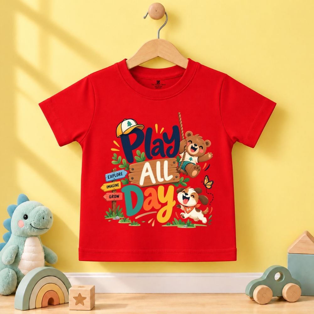 The Peppy Tend 100% Cotton Knit Half Sleeves Play All Day Printed T-Shirt - Image 1