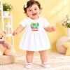 The Peppy Tend 100% Cotton Knit Half Sleeves Happy Diwali Printed Frock Bloomer Set - Thumbnail Image 2