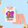 The Peppy Tend 100% Cotton Knit Half Sleeves My 1st Diwali Girl Printed T-Shirt Shorts Set - Thumbnail Image 1
