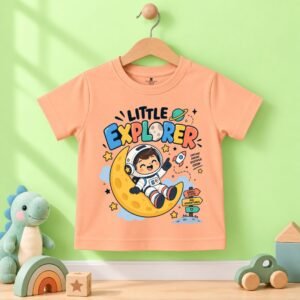 The Peppy Tend 100% Cotton Knit Half Sleeves Little Explorer Printed T-Shirt