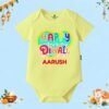 The Peppy Tend 100% Cotton Knit Half Sleeves Happy Diwali Printed Half Onesie - Thumbnail Image 1