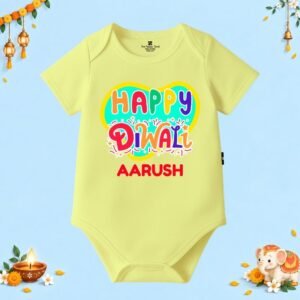 The Peppy Tend 100% Cotton Knit Half Sleeves Happy Diwali Printed Half Onesie