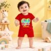 The Peppy Tend 100% Cotton Knit Half Sleeves Happy Diwali Printed Half Romper - Thumbnail Image 2