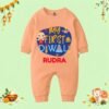 The Peppy Tend 100% Cotton Knit Full Sleeves My First Diwali Printed Full Romper - Thumbnail Image 1