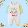 The Peppy Tend 100% Cotton Knit Full Sleeves My First Diwali Printed Full Romper - Thumbnail Image 1
