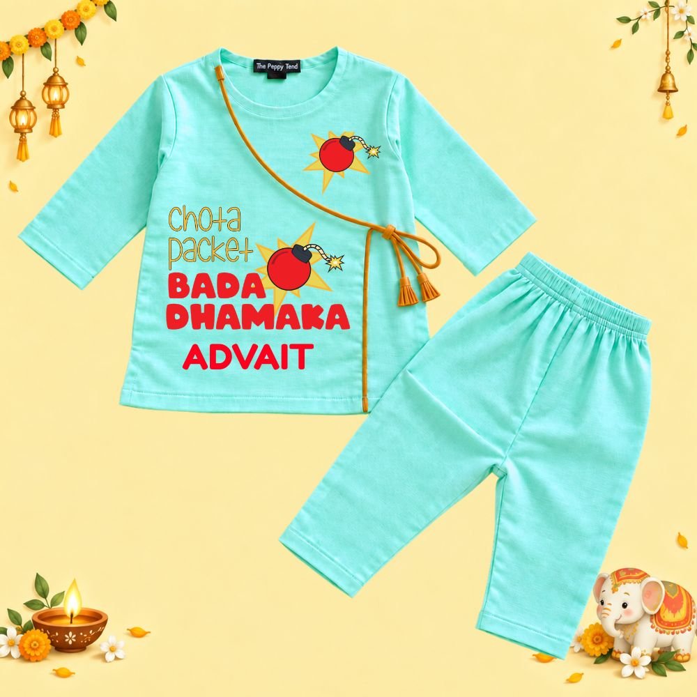 The Peppy Tend 100% Cotton Woven Full Sleeves Chota Packet Bada Dhamaka Printed Kurta Pyjama Set - Image 1
