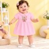 The Peppy Tend 100% Cotton Knit Half Sleeves My 1st Diwali Printed Frock Bloomer Set - Thumbnail Image 2