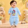 The Peppy Tend 100% Cotton Knit Full Sleeves Mini Rocket Printed Kurta Dhoti Set - Thumbnail Image 2