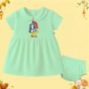 The Peppy Tend 100% Cotton Knit Half Sleeves Mini Rocket Printed Frock Bloomer Set - Thumbnail Image 1