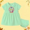 The Peppy Tend 100% Cotton Knit Half Sleeves Ghar Ki Lakshmi Printed Frock Bloomer Set - Thumbnail Image 1