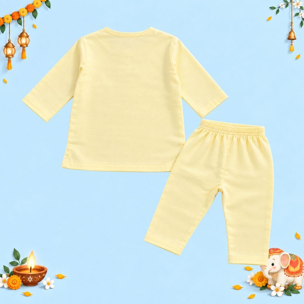 The Peppy Tend 100% Cotton Woven Full Sleeves Mini Rocket Printed Kurta Pyjama Set - Image 3