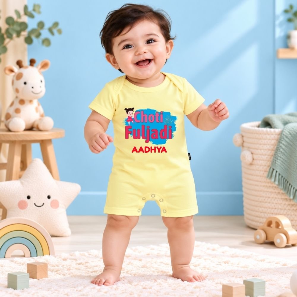 The Peppy Tend 100% Cotton Knit Half Sleeves Choti Fuljadi Printed Half Romper - Image 2