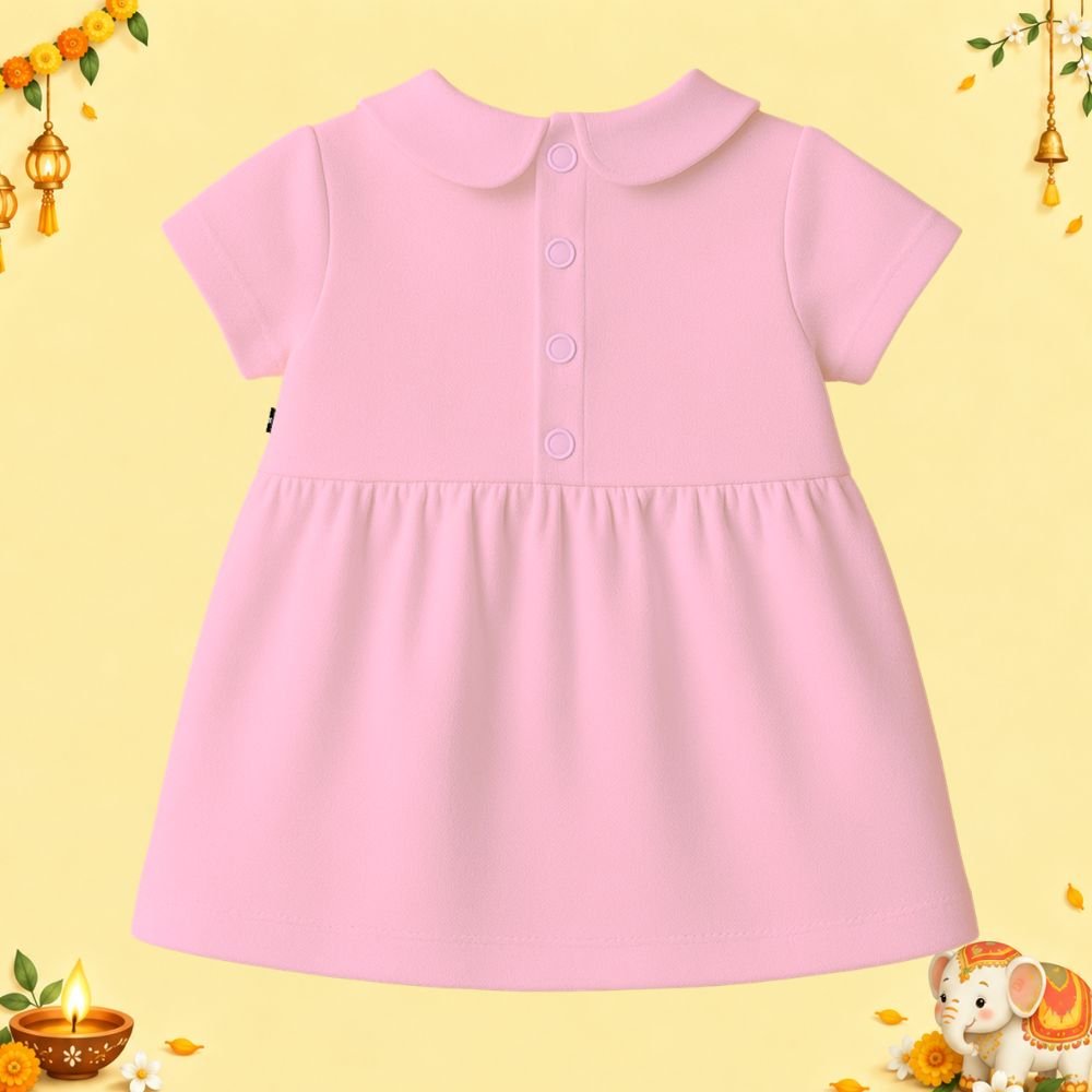 The Peppy Tend 100% Cotton Knit Half Sleeves Choti Fuljadi Printed Frock Bloomer Set - Image 3