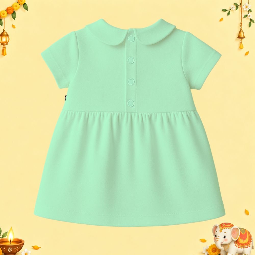 The Peppy Tend 100% Cotton Knit Half Sleeves Mini Rocket Printed Frock Bloomer Set - Image 3