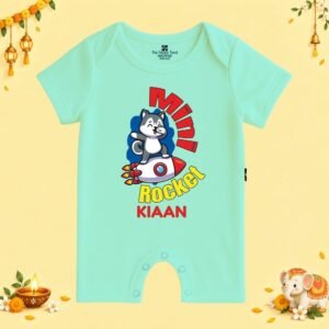The Peppy Tend 100% Cotton Knit Half Sleeves Mini Rocket Printed Half Romper