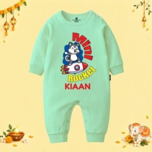 The Peppy Tend 100% Cotton Knit Full Sleeves Mini Rocket Printed Full Romper