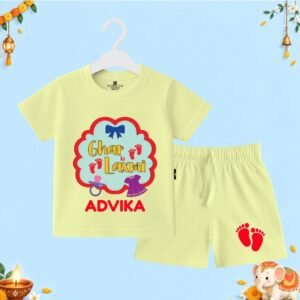 The Peppy Tend 100% Cotton Knit Half Sleeves Ghar Ki Lakshmi Printed T-Shirt Shorts Set
