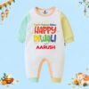The Peppy Tend 100% Cotton Knit Full Sleeves Lights.Camera.Action Happy Diwali Printed Full Romper - Thumbnail Image 1