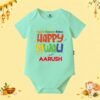 The Peppy Tend 100% Cotton Knit Half Sleeves Lights.Camera.Action Happy Diwali Printed Half Onesie - Thumbnail Image 1